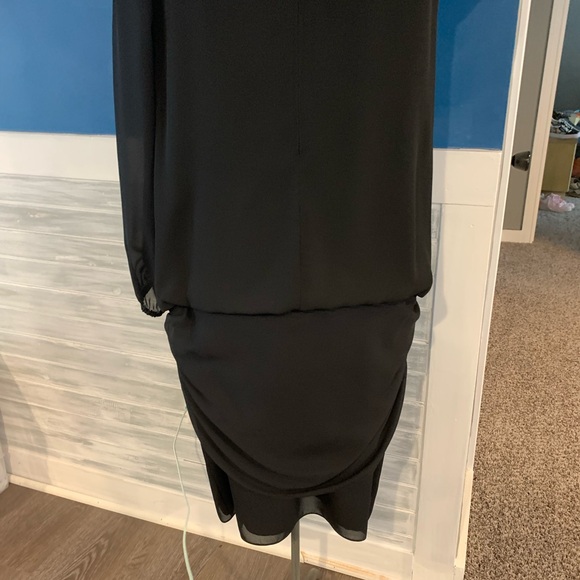 Vintage 80’s URSULA of Switzerland made in the USA black midi, sheer sleeves LG - Picture 5 of 12